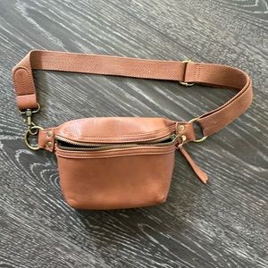 Cognac Faux Leather Crossbody / Fanny Pack